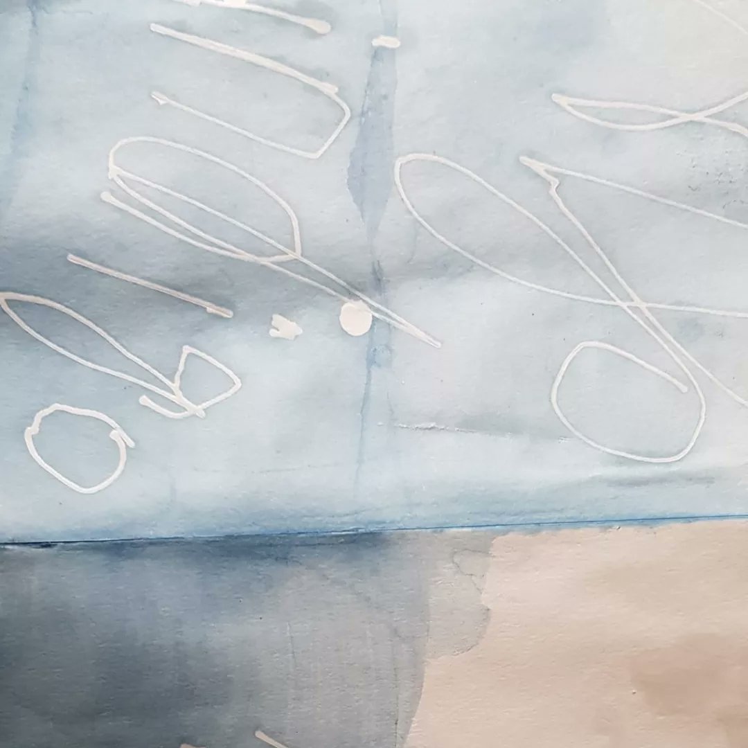 A good variety of patterns and textures was achieved at our indigo workshop. <a href="/eatonfarm1/">Joan Bingley</a> was even brave enough to dip an entire concertina sketchbook, having first used some wax on it (2nd picture). A great base for working into!
#indigo
