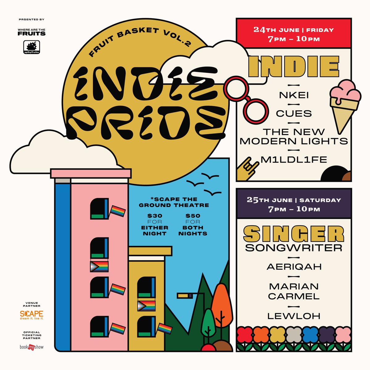 Ticket sales for Fruit Basket: Indie Pride are LIVE!!! 🎶🎸

Grab your tickets now via the link below to catch the freshest up-and-coming artists from Singapore and the region! We can’t wait to see you there! 🙌😉

🔗: sg.bookmyshow.com/e/WATFFBV2