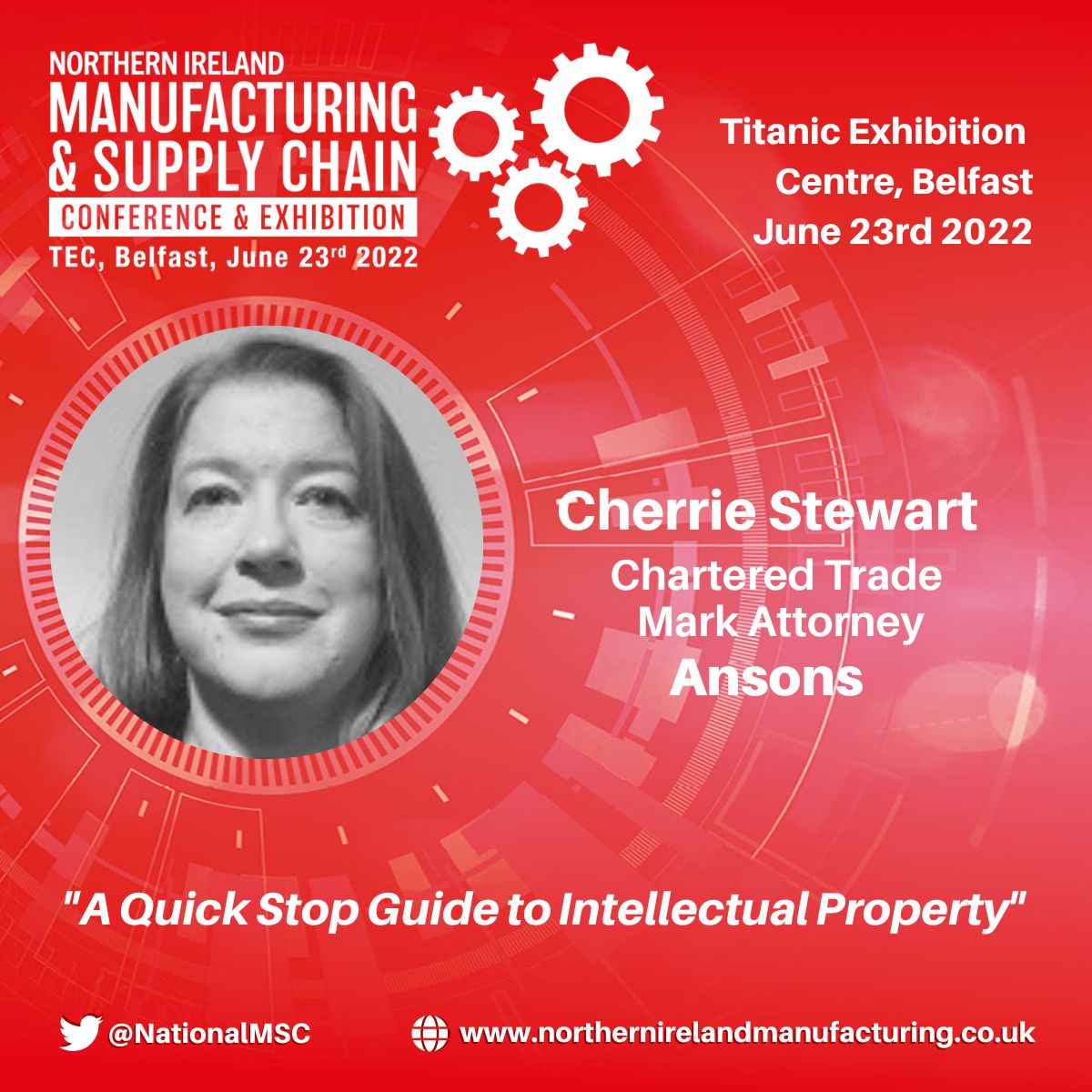 MSC_Event's tweet photo. The Northern Ireland National Manufacturing &amp; Supply Chain Conference &amp; Exhibition (23 June, TEC Belfast), is fast approaching.

We are delighted to announce that @ansons_cherrie, @Ansons_Belfast, will be speaking.

Register - https://t.co/pDpNGCA4km
#ManufacturingEXPOIRE https://t.co/w80SnHwxQz
