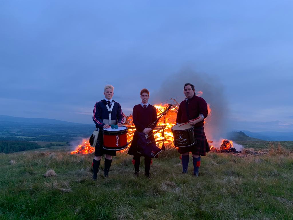 Some of our local pipers and drummers helped to celebrate the Jubilee over half term as they played for beacons being lit at Fowlis Wester and Logiealmond. What fun!