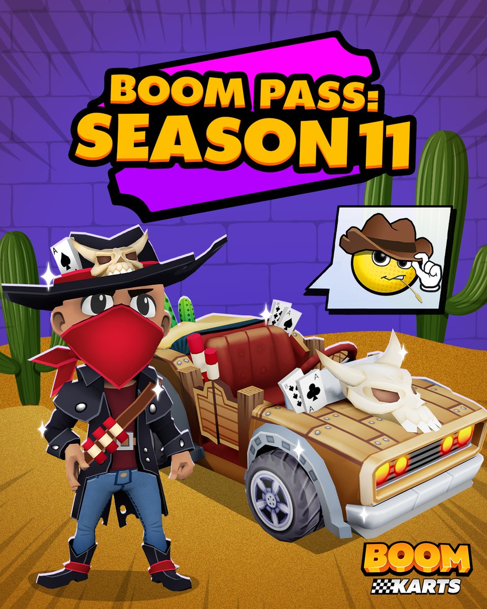 BoomKarts's tweet photo. Howdy partner! Folk from out west tell tale of a man who got the dealt the deadman's hand... #BoomPass Season 11 is now live! Giddy-up cowboy! https://t.co/0Upbxn1pmk