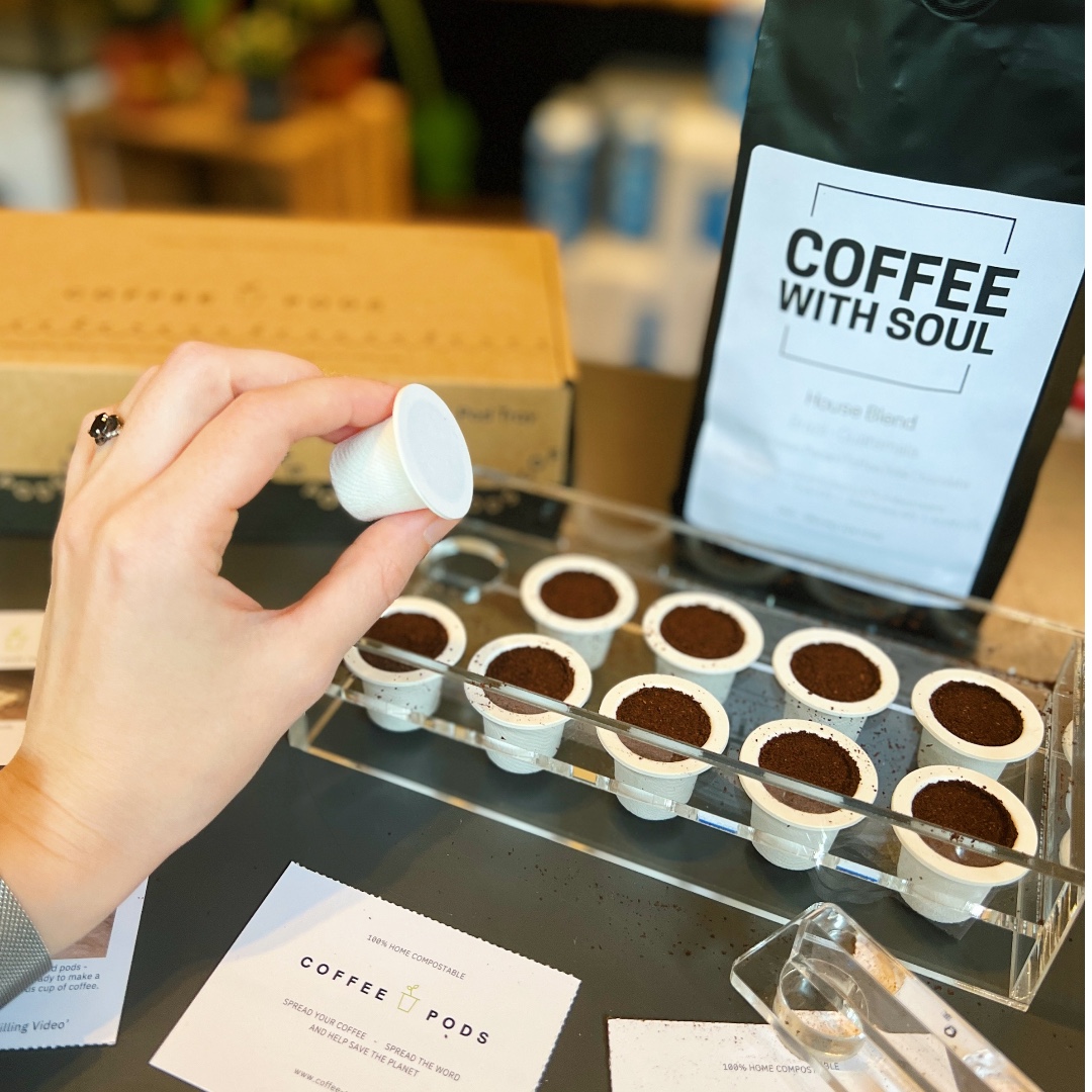 100% compostable* fillable Nespresso Coffee Pods with our ground <a href="/CoffeeWithSoul_/">Coffee With Soul</a> are now available to order  🙌🌱

Details &amp; to order: 🔗 coffeewithsoul.co.uk

Not sure if it's for you? We have a limited number of tester packs of pre-filled pods available at <a href="/GreenWoodCafe/">The Green Wood Café</a> 👍