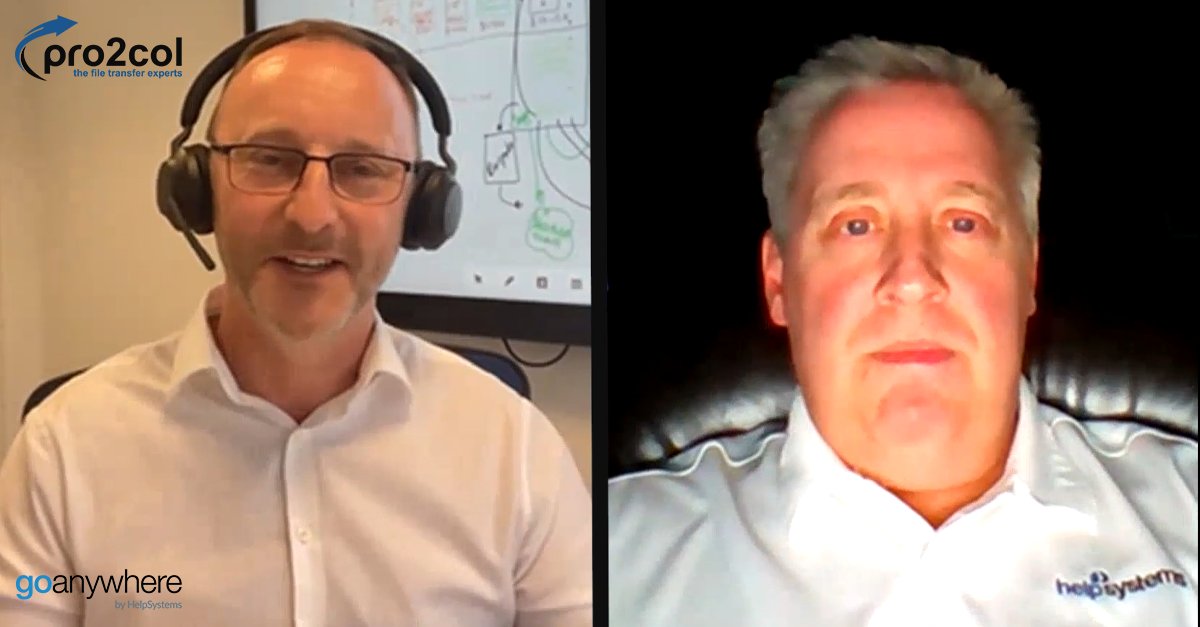 pro2colgroup's tweet image. Our @GoAnywhereMFT online user group kicked off this morning with @pro2colgroup&apos;s James Lewis chatting to Brian Pick (MD of HelpSystems&apos; Managed File Transfer Business) to discover what trends #Helpsystems are seeing in #MFT, including the wider plans. #UserGroup #FileTransfer