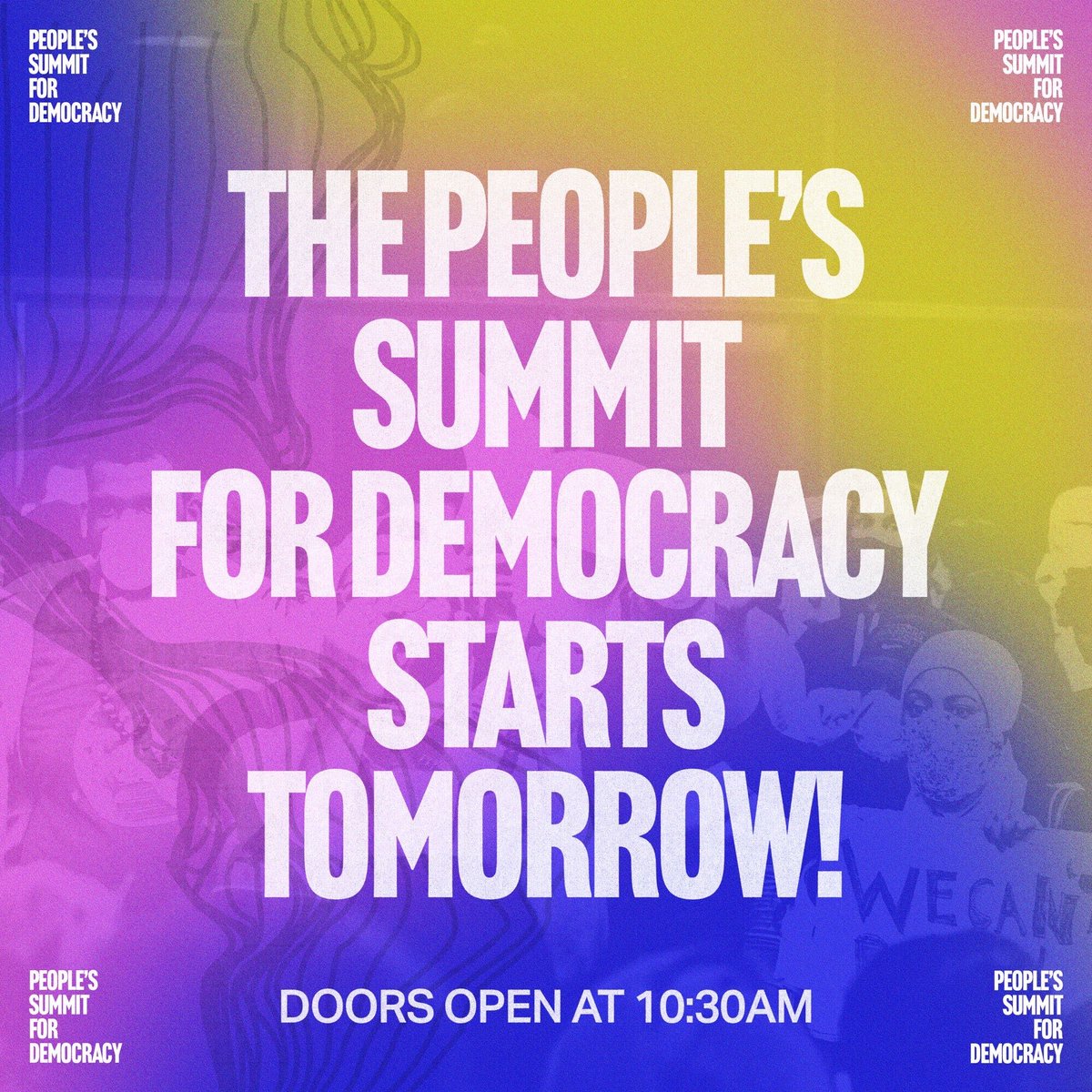 PeoplesSummit22's tweet photo. The #PeoplesSummit22 for Democracy starts tomorrow! The people of this continent have been working to build unity and defend their communities.
Doors open at 10:30am PT and you can follow the livestream on our YouTube page! https://t.co/tZEKb7hVCH