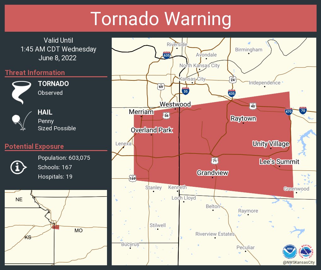NWS Kansas City on Twitter "Tornado Warning including Overland Park KS