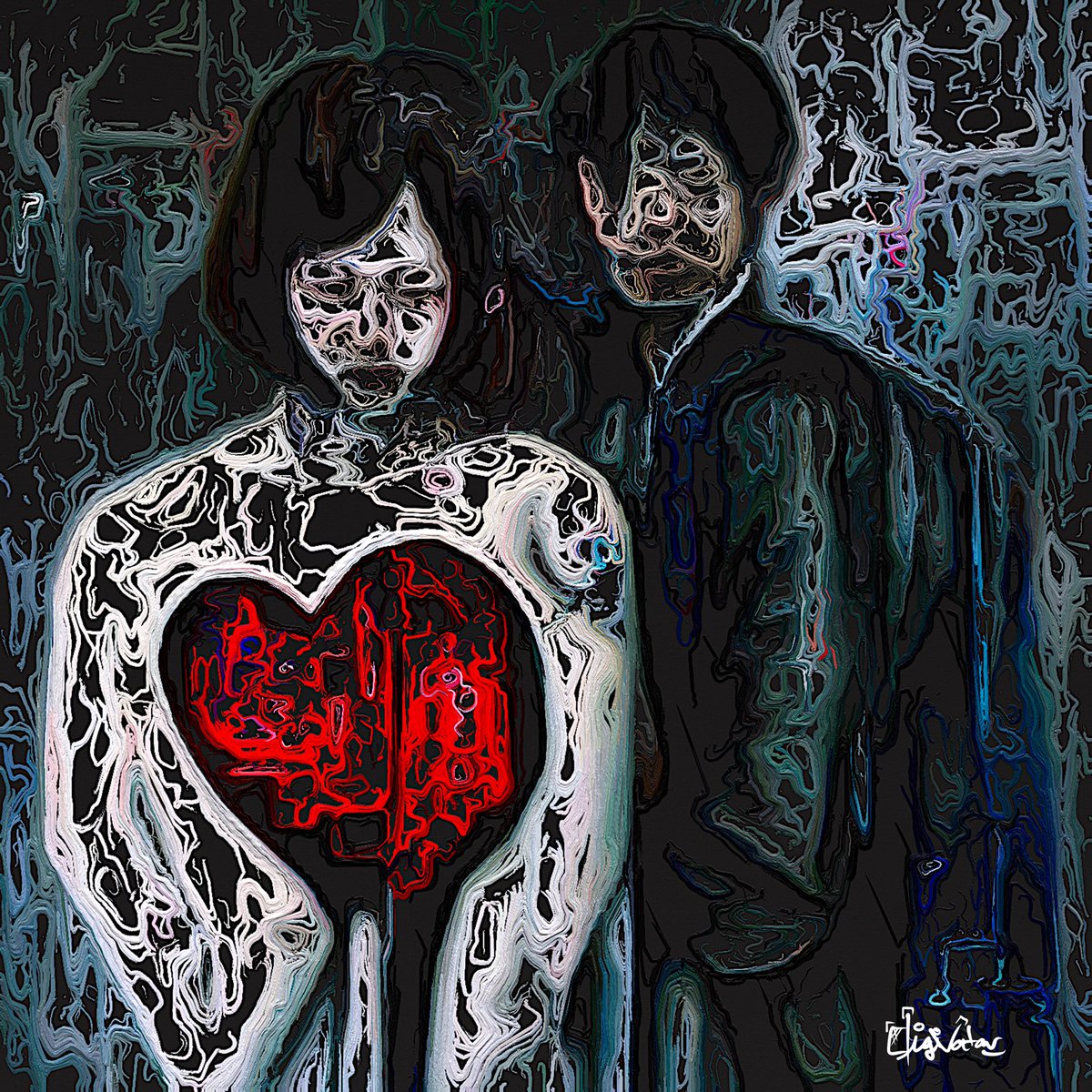 Digivatar's tweet image. “My heart bleeds out because you must leave my side.” “I am sorry my love.” #digitalart #ImaginationAi #MindAndMachine #AiStoryTelling
