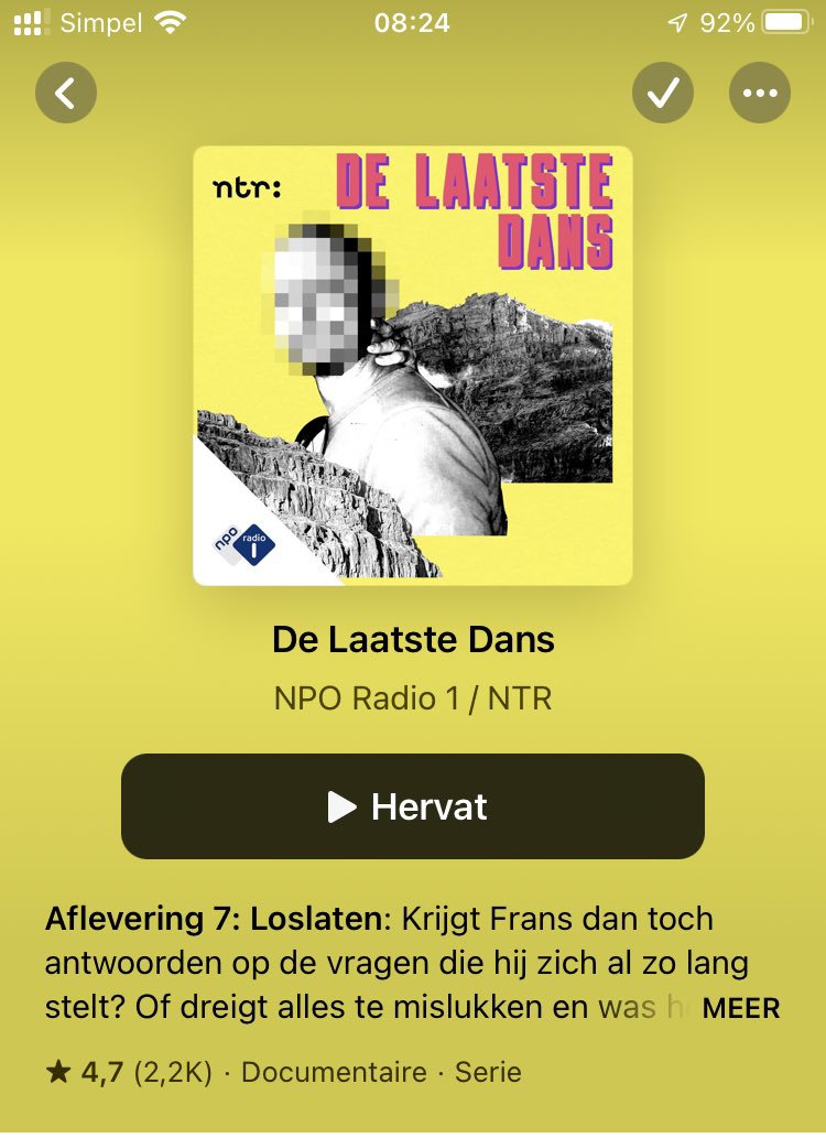 Wát een aanrader; een geweldige podcast van <a href="/franspollux/">Frans Pollux</a> Ik ben bij aflevering 7 en kan nu al balen dat deze bijna klaar is. #delaatstedans #franspollux