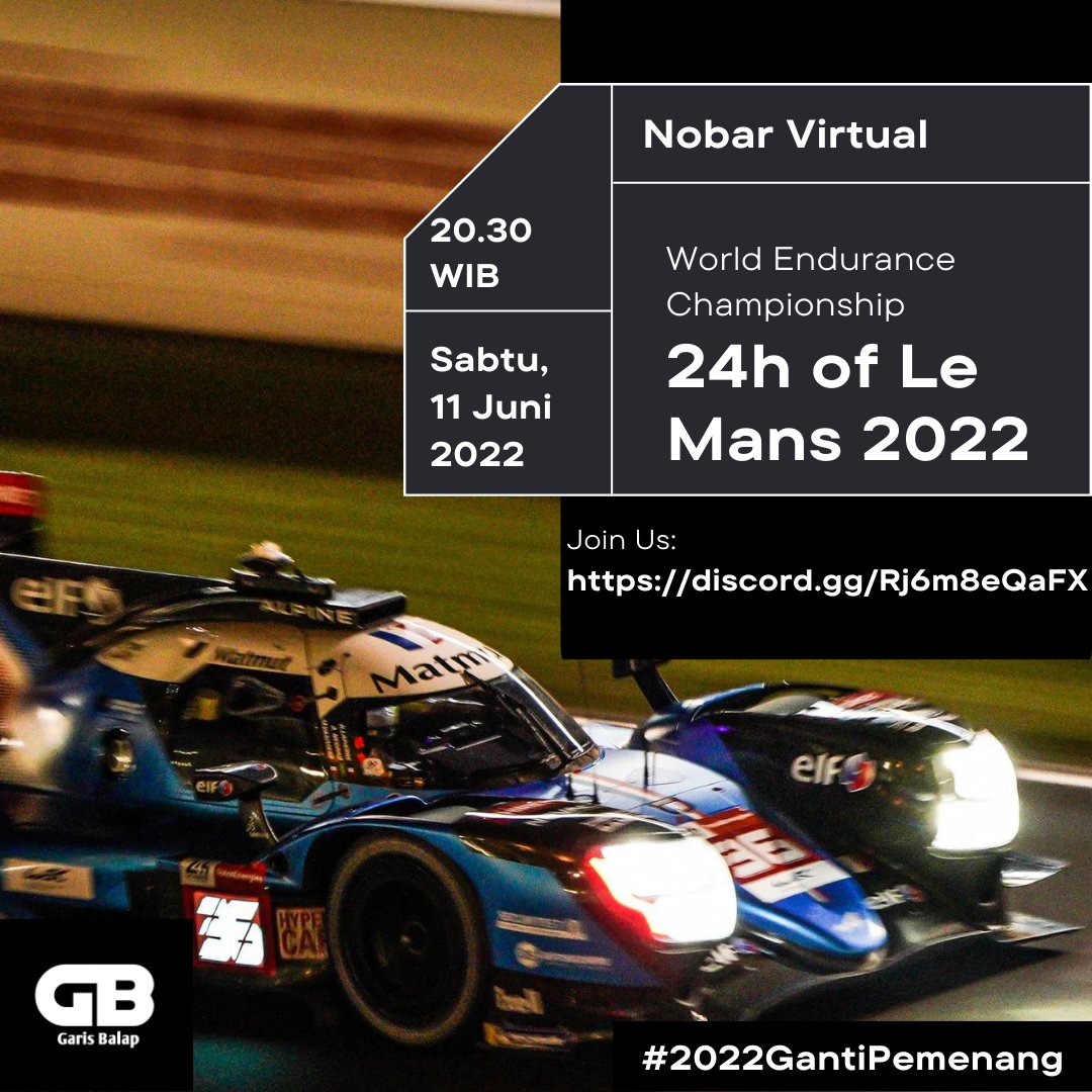 bmhafizh's tweet photo. Mari semua kita ramaikan hajatan 24 Hours Le Mans di discord @GarisBalap agar bisa melihat pemenang baru!
Pokoknya #2022GantiPemenang #AllezAlpine #ForzaPrema https://t.co/sk2mpjqSwi