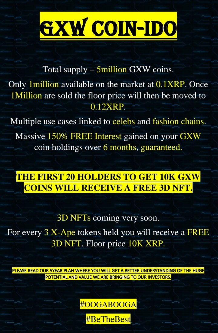 🥳GIVEAWAY 60 #XRP🥳

😎3 WINNERS - 20XRP EACH

YOU MUST:
🌴Follow <a href="/Xrpl_Apes/">🦍Gorilla X Warfare 🌴🍌</a>
🌴Like &amp; Retweet
🌴Tag 5 friends

📢Ends 72hrs

5 year plan documents attached. Please read. HUGE NEWS🔥
1drv.ms/b/s!AvNf0q84NH…

#XRPLcommunity
#XRPArmy 
#XRPLedger 

#OOGABOOGA
#BeTheBest