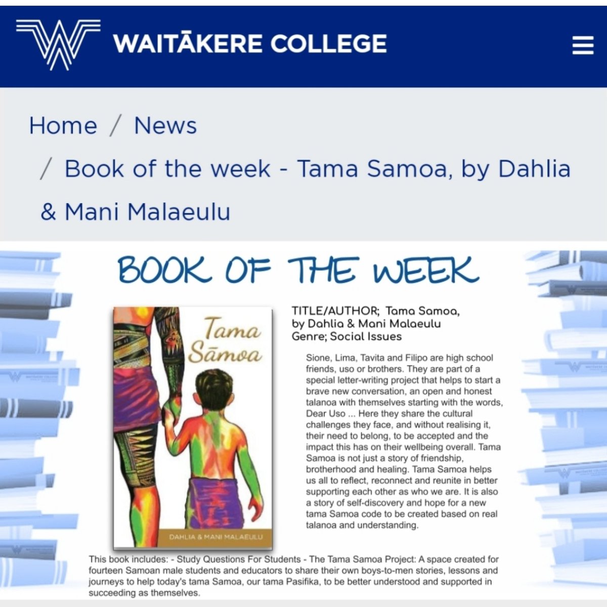 DahliaMalaeulu's tweet photo. Happy hearts as we continue to see our tusi Tama SΔmoa being used in schools across Aotearoa and beyond πππ€ #OurStories #NCEA #OurVoices #OurChallenges #OurLessons #ConnectTalanoaHeal
#All4OurTamaiti #MilasBooks https://t.co/6fUSrESoBt