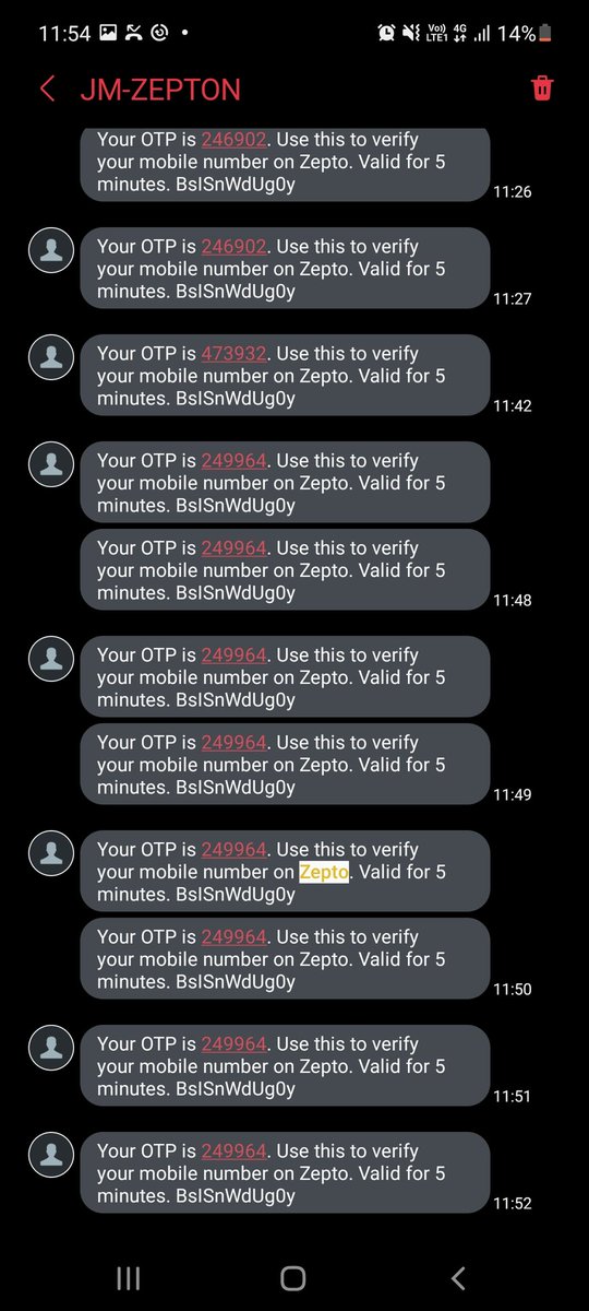 im_rahulshrma's tweet photo. Pls check why I an receiving these kind of calls and message regarding OTP verification. I never use this app or never tried to logged in ok zepto
I will report this to cyber crime if this will not stop on immediate basis..
@zeptocares @ZeptoNow @DelhiPolice @cyber https://t.co/Yk8S9v4aUl