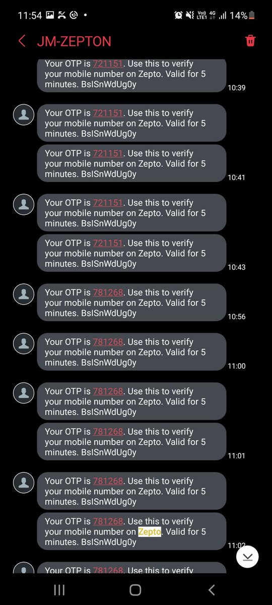 im_rahulshrma's tweet photo. Pls check why I an receiving these kind of calls and message regarding OTP verification. I never use this app or never tried to logged in ok zepto
I will report this to cyber crime if this will not stop on immediate basis..
@zeptocares @ZeptoNow @DelhiPolice @cyber https://t.co/Yk8S9v4aUl