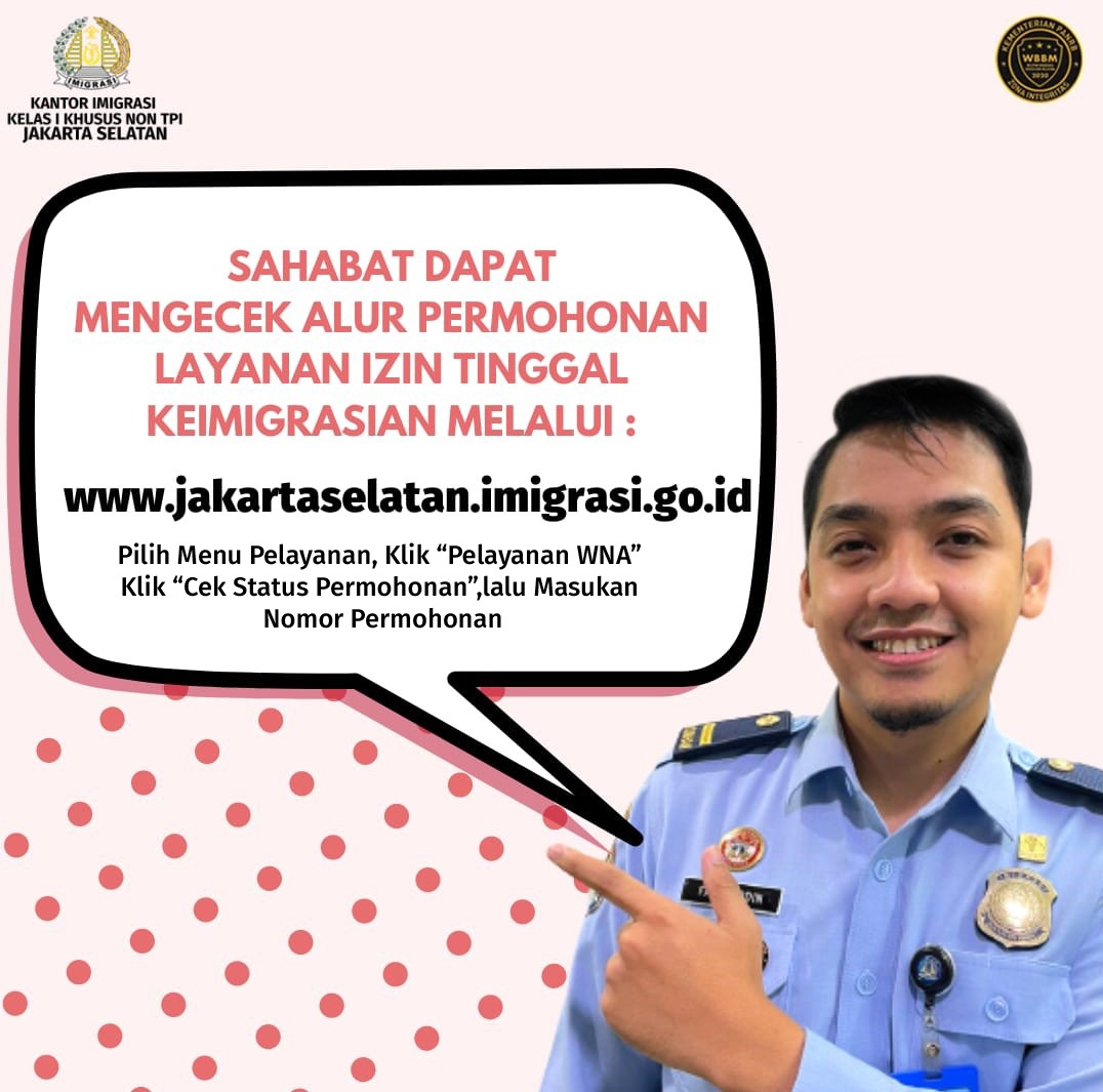 Halo Sahabat Mido! Bagi Sahabat WNA yang Mau tau status permohonan layanan izin tinggalnya, bisa cek via website jakartaselatan.imigrasi.go.id ya

#kanwilkemenkumhamdkijakarta