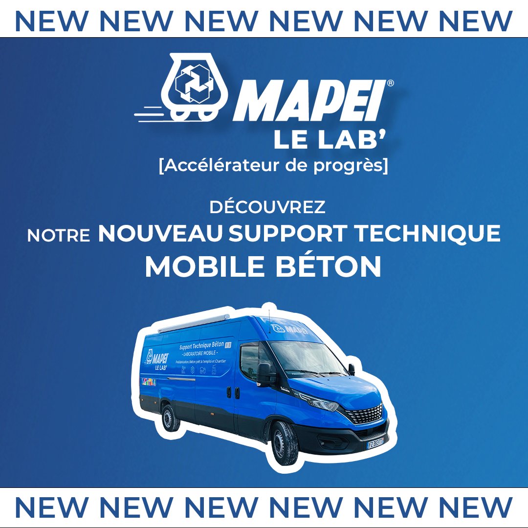🆕Découvrez notre nouveau support technique mobile béton ! MAPEI LE LAB’ est un service exclusif et innovant, développé spécialement pour vous  : plus de 30 équipements et matériels d'essais pour répondre à tous vos besoins. youtu.be/5iYEGgGmXh4
#mapeilelab #supportmobilebeton