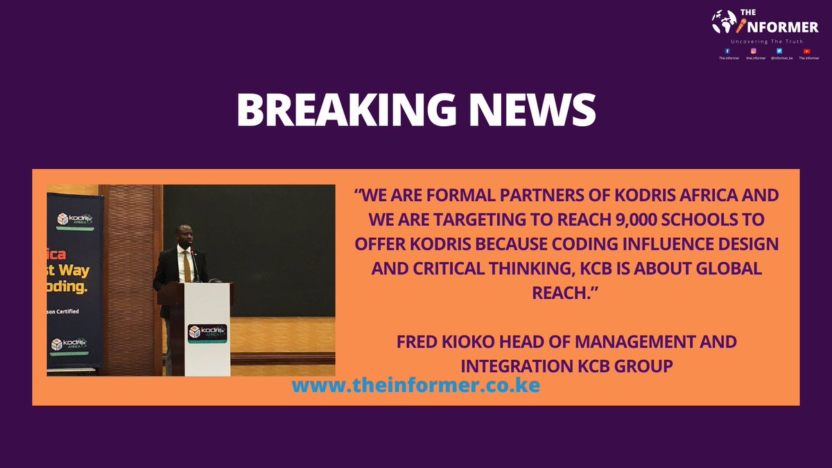 Informer_ke's tweet image. The Informer News Alert!!!
theinformer.co.ke 
@KCBGroup @AfricaKodris @KICDKenya @MoICTKenya @CA_Kenya
#KodrisAfricaLaunch  #DemocratizeCoding