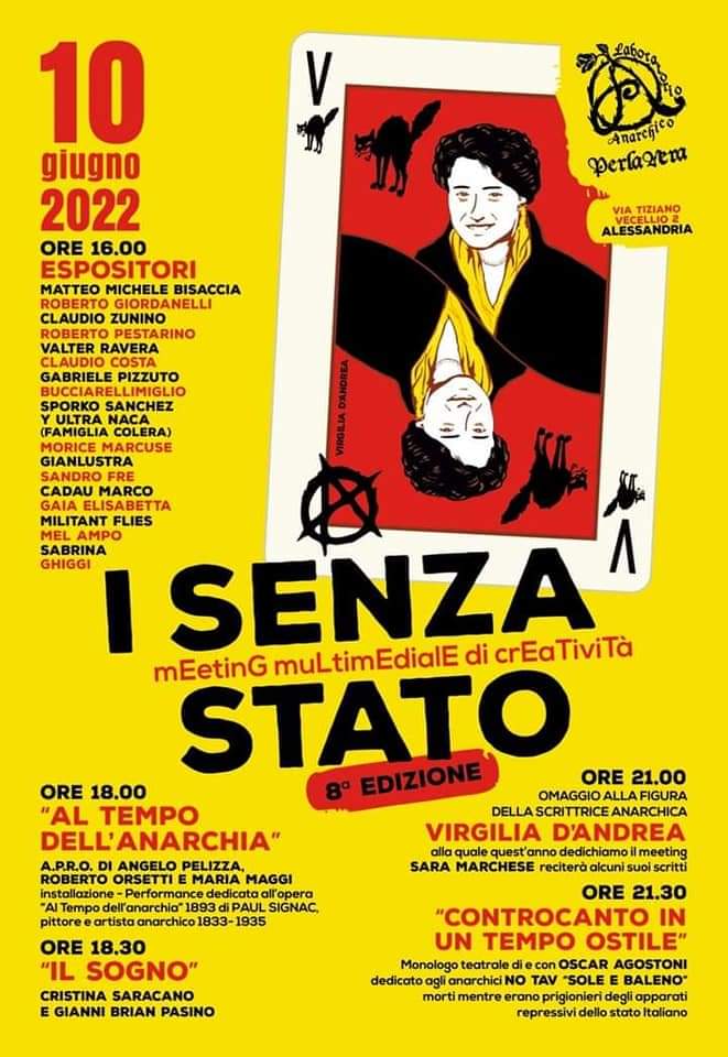 mimmoef's tweet photo. I SENZA STATO
#Laboratorio
#Anarchico
#PerlaNera
10
11
12
#Giugno 2022
#Alessandria
Via Tiziano Vecellio,2
A 600 metri dalla stazione ferroviaria
https://t.co/EcYgp1CKBL
https://t.co/cTdCMSaxyq https://t.co/Je4KlPBa20