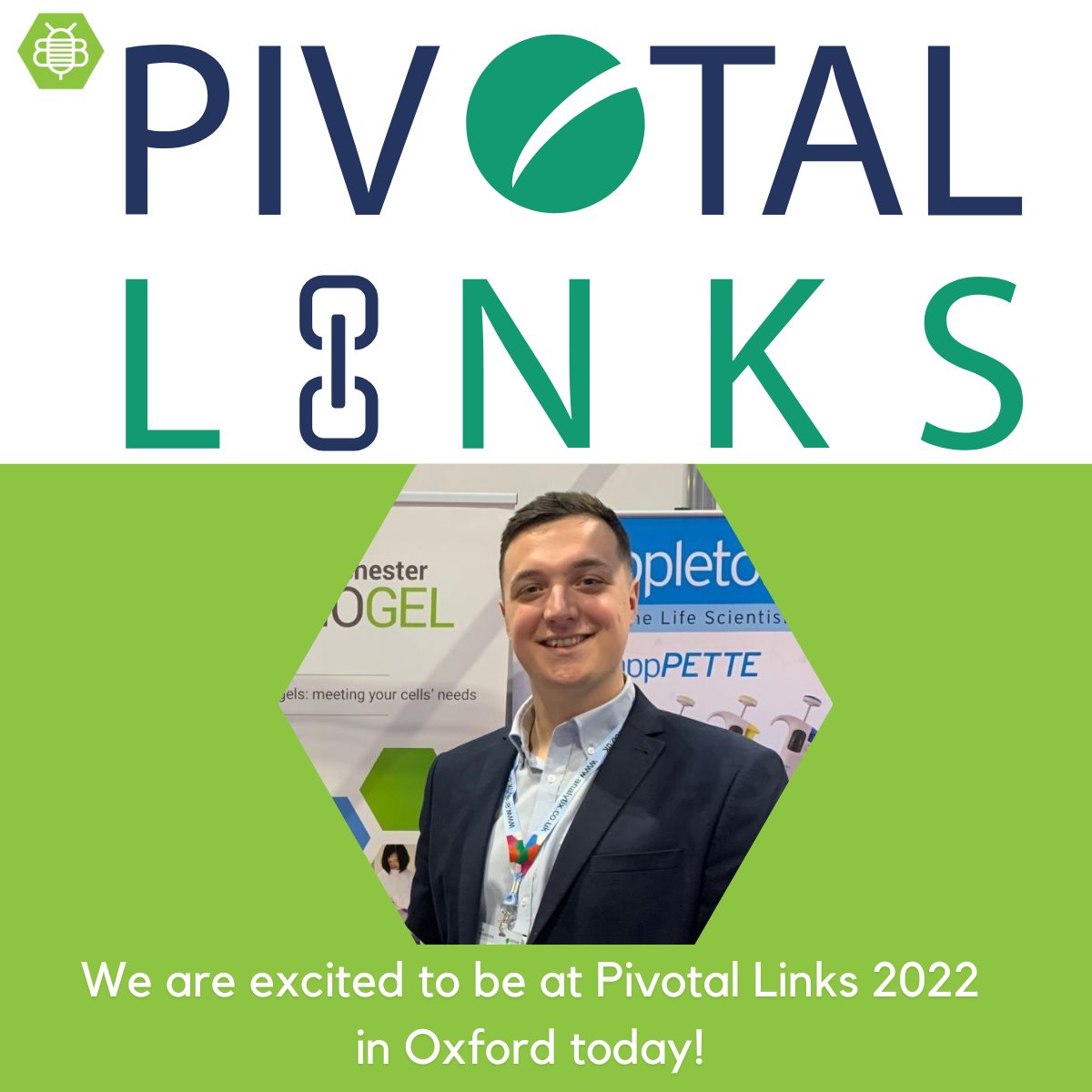 MancBIOGEL's tweet photo. We are excited to be at Pivotal Links 2022 in Oxford today!
Look out for Luke – he’s too tall for you to miss!
#networkingevent #conference #oxfordnetworking #lookingfordistributors #biotech https://t.co/Zxt1gmE90l