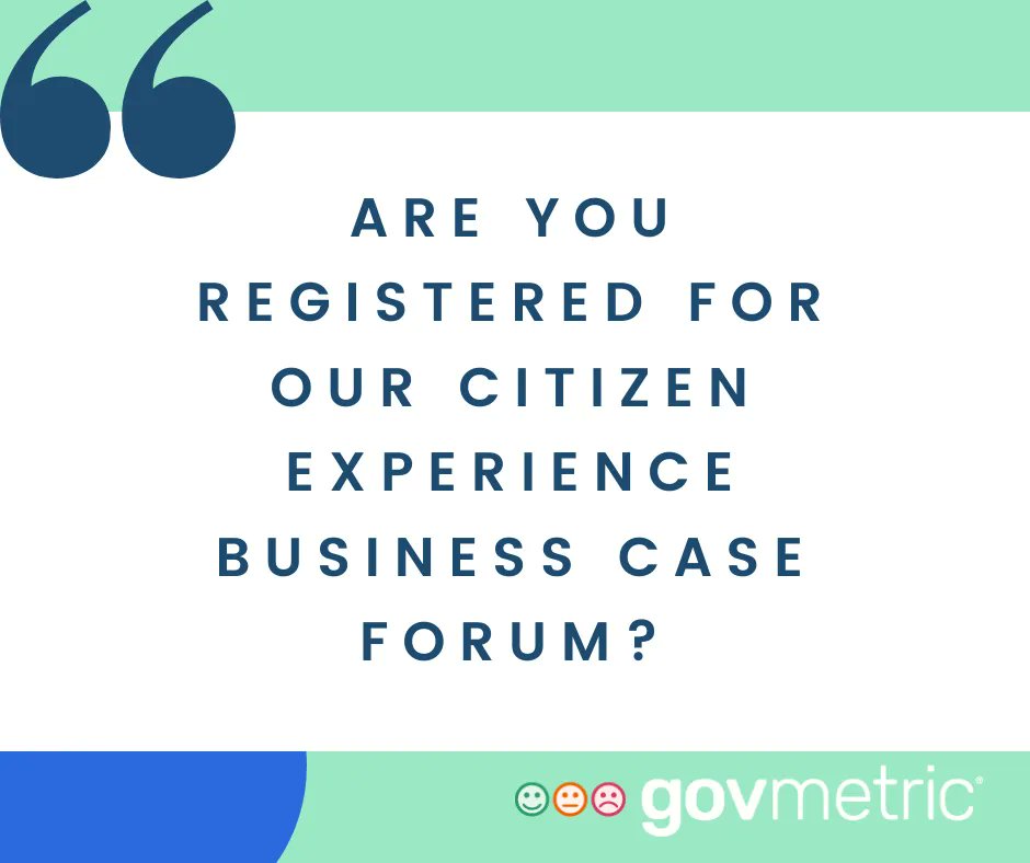 GovMetric's tweet photo. Are you registered for our Citizen Experience Business Case Forum?
Sign up and learn more here: https://t.co/0LRd9a7nHT
#CitX
#CitizenEngagement
#CustomerExperience
#CX
#SeamlessDigitalExperience
#SeamlessCustomerExperience https://t.co/tpsB94FlJM