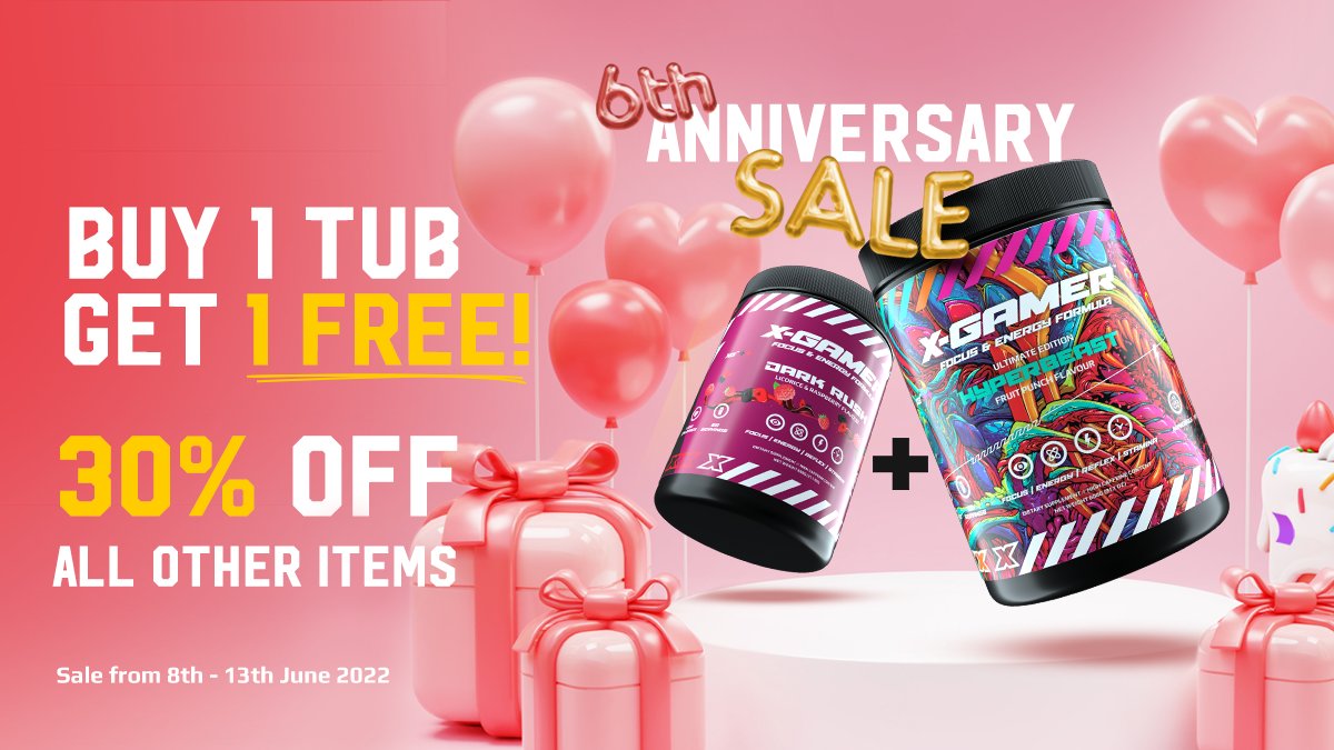 XZero_Energy's tweet photo. 𝙔𝙖𝙮! 𝙄𝙩'𝙨 𝙤𝙪𝙧 𝙗𝙞𝙧𝙩𝙝𝙙𝙖𝙮 𝙬𝙚𝙚𝙠!🥳 #XGamerEnergy

Celebrate our 6th Year Anniversary with some delicious deals! 🎂

✅ BOGO - Buy 1, Get 1 on Tubz
✅ Get 30% Off all other delicious items

🗓️ Ends Monday, 13th June

Celebrate with us 🎂👉 https://t.co/UMJbOLDuyR https://t.co/9qHLk1Gism