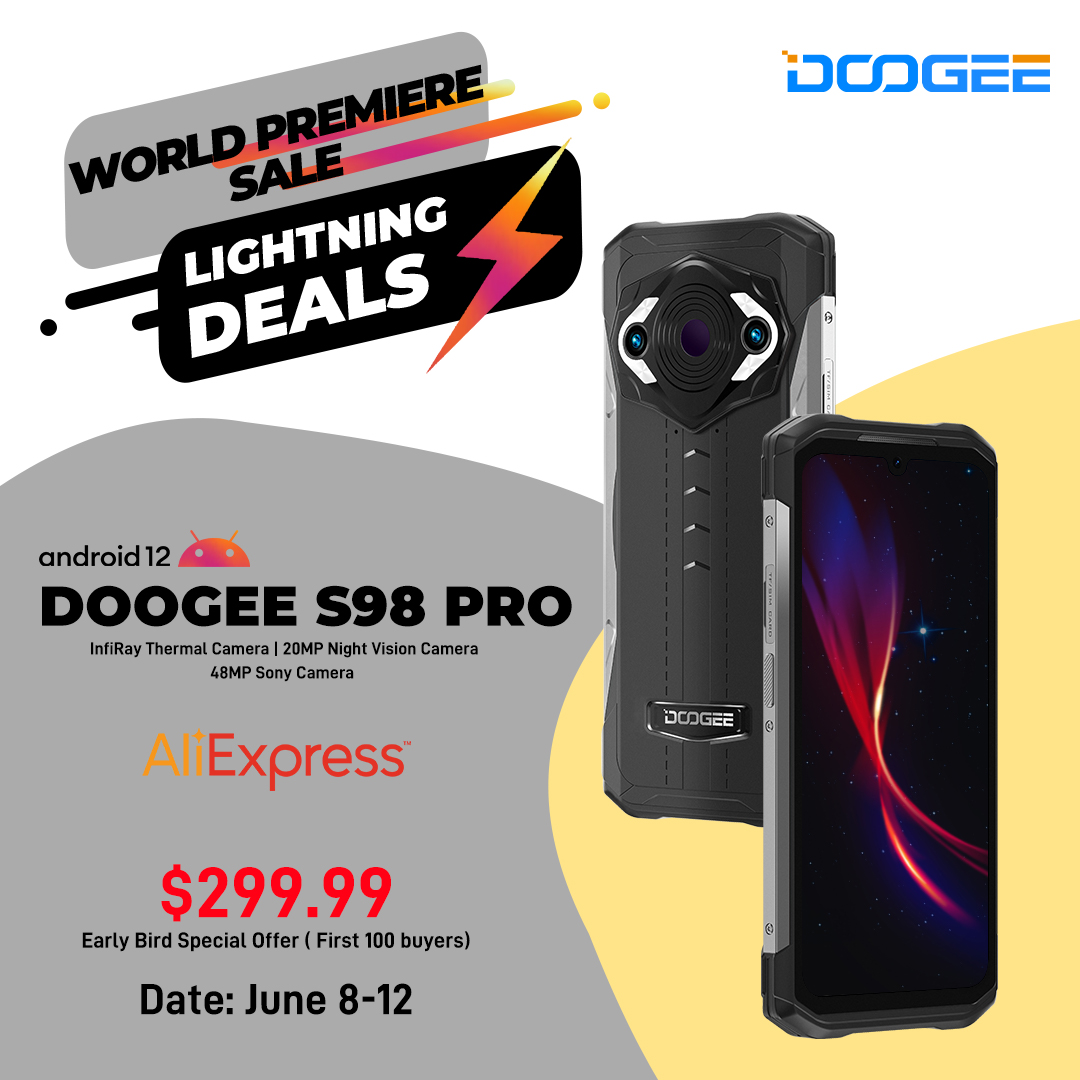 DOOGEE_official's tweet photo. Finally, the long wait is over❗ The Doogee S98 Pro is now available for sale🙀. Hurry and purchase now on Aliexpress to enjoy amazing discount prices😍. #DoogeeS98Pro 🔥
⭐World Premiere Price: $𝟑𝟐𝟗.𝟗𝟗
🛒Buy Now: https://t.co/1ivoGvtaU6 https://t.co/w9iuMu0uqH