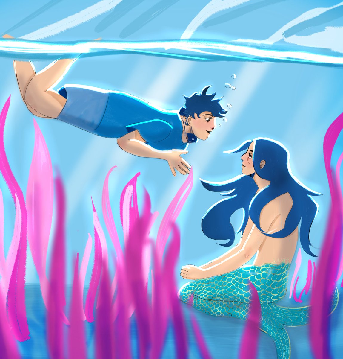 Mythology AU for #shiitaweek2022 aka Shisui visits his mermaid boyfriend at every opportunity 🧜‍♂️