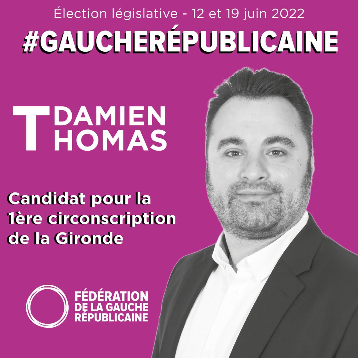 Fede_Gauche_Rep's tweet photo. La Fédération de la Gauche Républicaine soutient la candidature de @DThomas2022 sur la 1e circonscription de #Gironde. 
Retrouvez le programme de la #gaucherépublicaine sur https://t.co/GJgEdcnFbY.
#legislatives2022 #Circo3301 https://t.co/WDXce9ed7Y