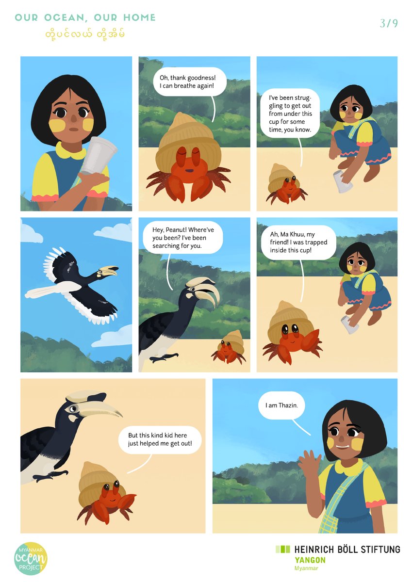 MyanmarOcean's tweet photo. Happy #WorldOceansDay everyone!
Join Thazin today as she embarks on her journey across Myanmar's coast &amp; visits a beach in Myeik Archipelago for the first time! 
*Hint* She makes friends with Peanut 🦀 and learns about the value of protecting marine areas.  
#OurOceanOurHome https://t.co/eeWyXlBcoB