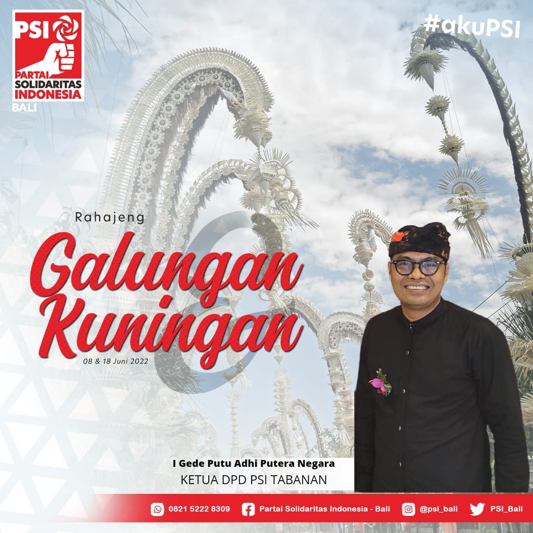 PSI_Tabanan's tweet photo. Rahajeng Nyanggra Rahina Galungan lan Kuningan

Dumogi Ida Sang Hyang Widhi Wasa mapaica kerahayuan lan kerahajengan antuk semeton sareng sami. 😇 https://t.co/NGSlBsoXHS
