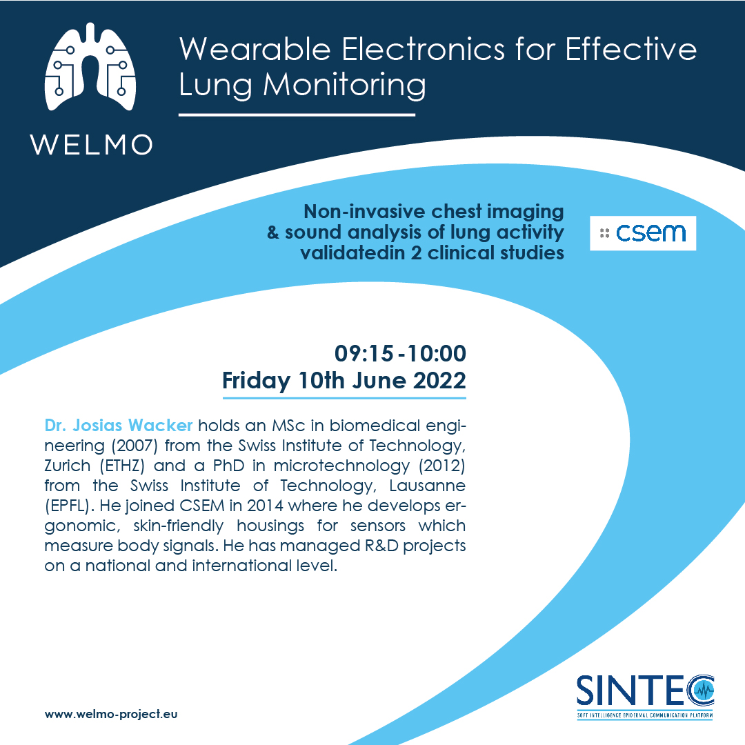 WELMO (@welmoproject) on Twitter photo 👉Dr. Josias Wacker (#CSEM) will also share his expertise and knowledge during the #sintec summer school. Don't miss his presentation on the last day!
#2020Projects #CORDIS_EU #EUScienceInnov #EU_H2020 <a href="/EUDissemination/">(EDMA) European Dissemination Media Agency</a> #EUDissemination #COPD #ElsevierConnect 👉Dr. Josias Wacker (#CSEM) will also share his expertise and knowledge during the #sintec summer school. Don't miss his presentation on the last day!
#2020Projects #CORDIS_EU #EUScienceInnov #EU_H2020 <a href="/EUDissemination/">(EDMA) European Dissemination Media Agency</a> #EUDissemination #COPD #ElsevierConnect