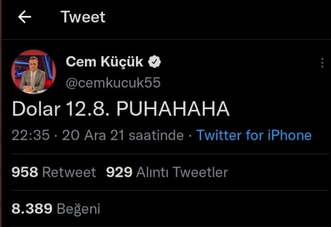 Dolar 17 lirayı aştı, Cem Küçük'ün 6 ay önceki tweeti yeniden gündem oldu.