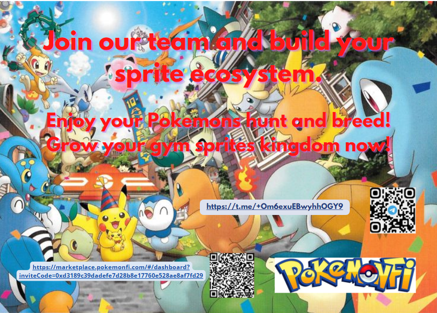 Are you an avid Pokemon collector?
Join our team and build your sprite ecosystem.
Enjoy your Pokemons hunt and breed.
Grow your gym sprites kingdom now!
