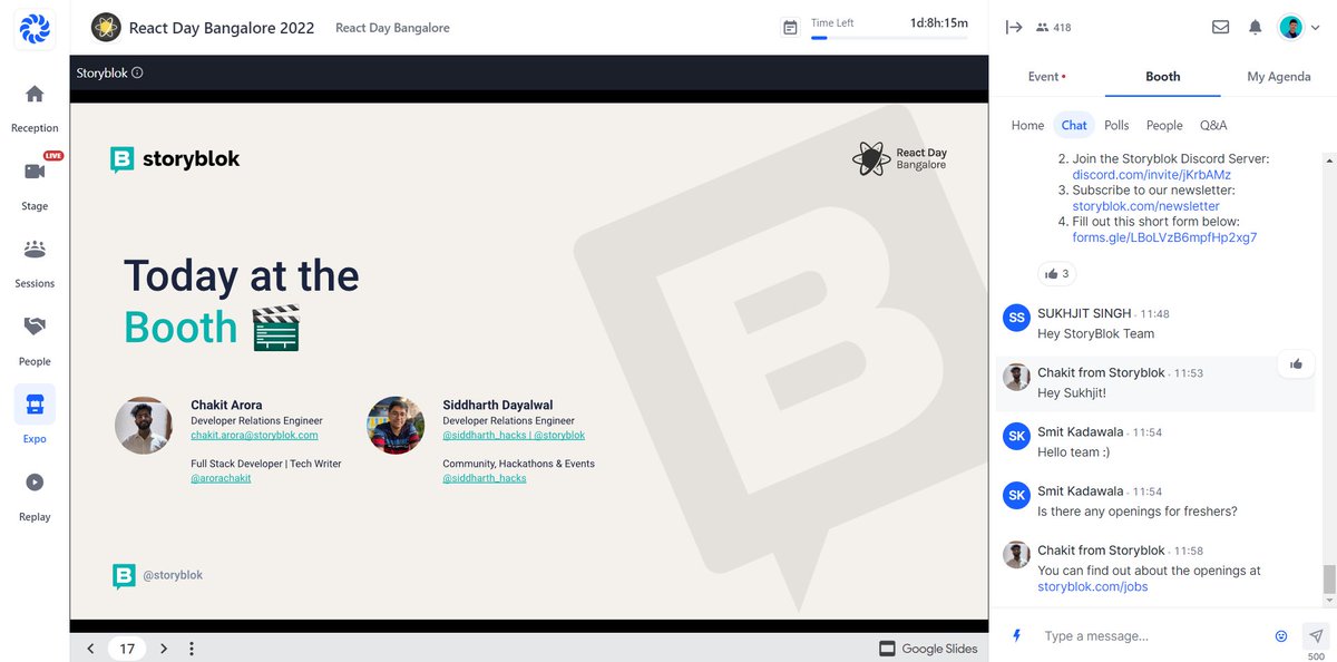 vedantstwt's tweet image. Catch @siddharth_hacks and @arorachakit at @storyblok virtual booth at @ReactDayIn 22' 🤩
#StoryblokWithReact #ReactDayIn2022 🔥