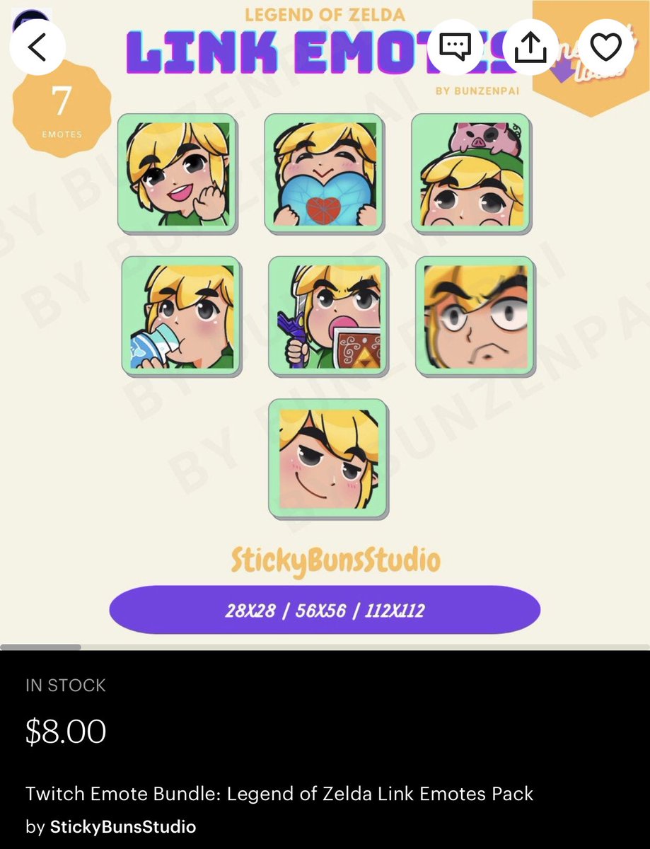 BunZenpai's tweet photo. Hi! ✨ I finished 7 special Link emotes and wanted to share the cuteness with everyone here~ please check them out on my Etsy shop: https://t.co/XyGSUm6fsO 

#WindWaker #LegendofZelda https://t.co/eiYqpjISn8