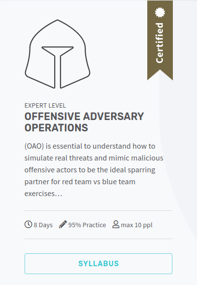 diateam_labs's tweet photo. DAY 2 #Fic2022 

Come to our booth D21 and discover our latest training catalog.

Let's start with this one :

 🔵 ⚔️ 🔴 OFFENSIVE ADVERSARY
OPERATIONS 🔵 ⚔️ 🔴

https://t.co/JNP718XYmS

#Redteaming
#cybersecurity 
#HandsOn https://t.co/InIVENg6A2