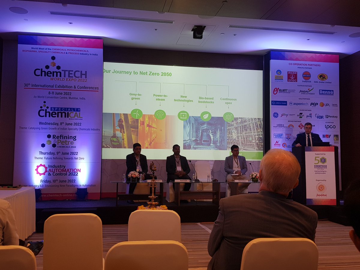 Anirban007's tweet photo. The Chemical Industry is discussing how to go net-zero at #ChemTech World Expo 2022. Many good ideas. The chemical industry's major contribution will be to make other industries #NetZero https://t.co/bemwhIWx8b