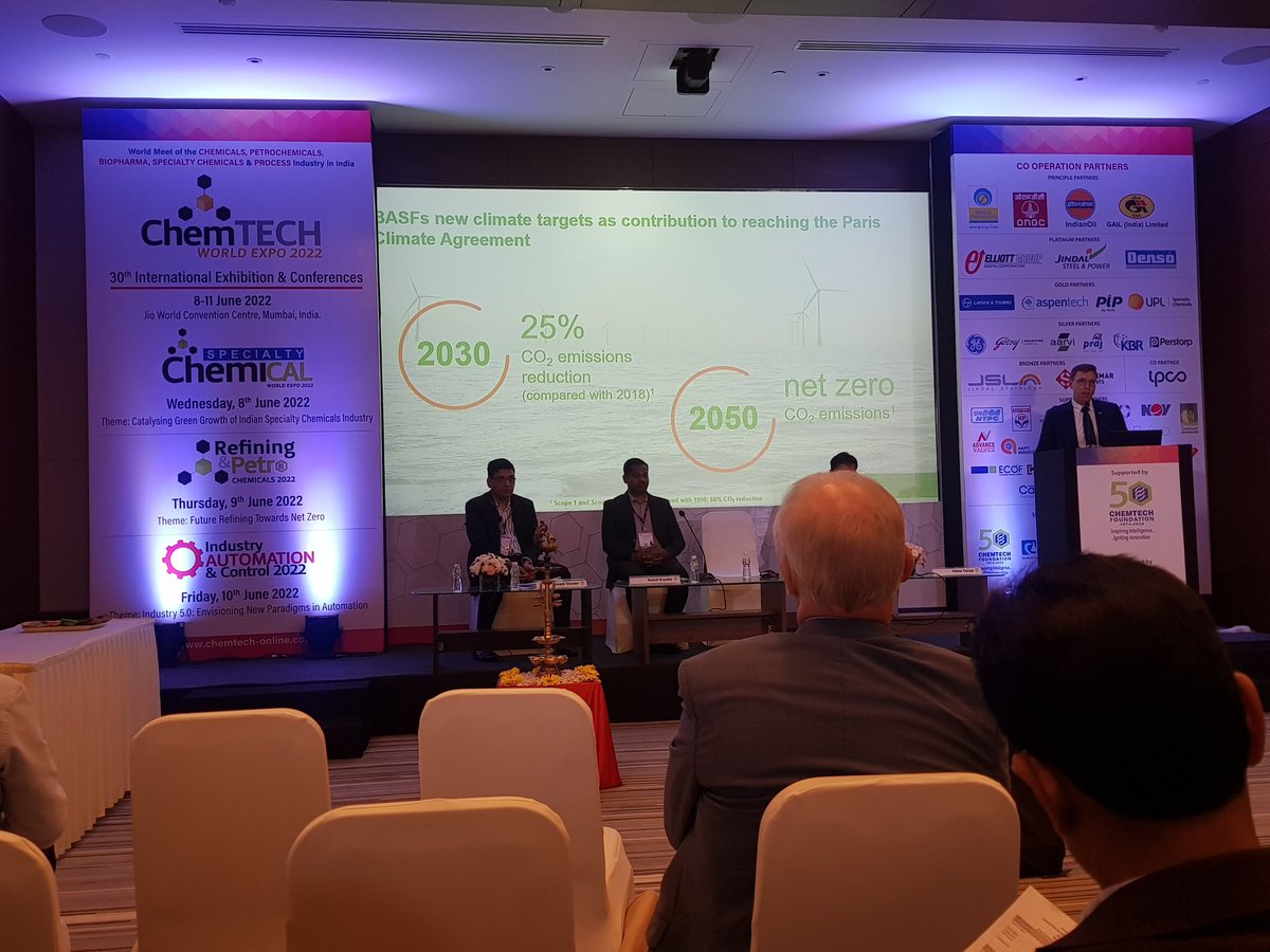 Anirban007's tweet photo. The Chemical Industry is discussing how to go net-zero at #ChemTech World Expo 2022. Many good ideas. The chemical industry's major contribution will be to make other industries #NetZero https://t.co/bemwhIWx8b