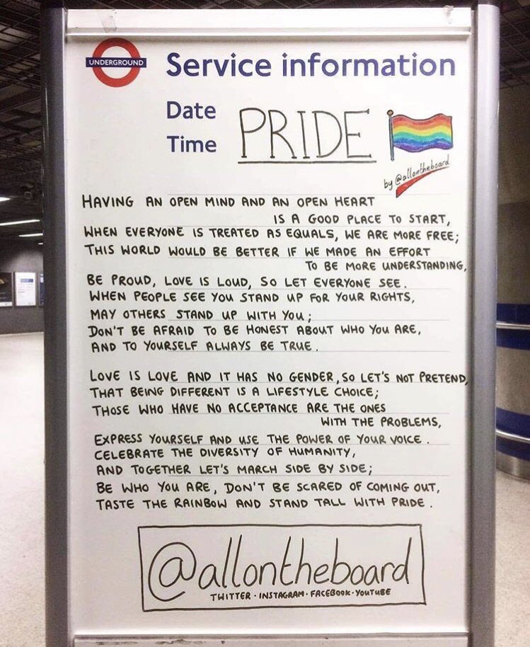 Happy Pride Month.
Be proud of who you are, because you’re amazing. 

#HappyPrideMonth #PrideMonth #Pride  #Pride2022 #LoveIsLove