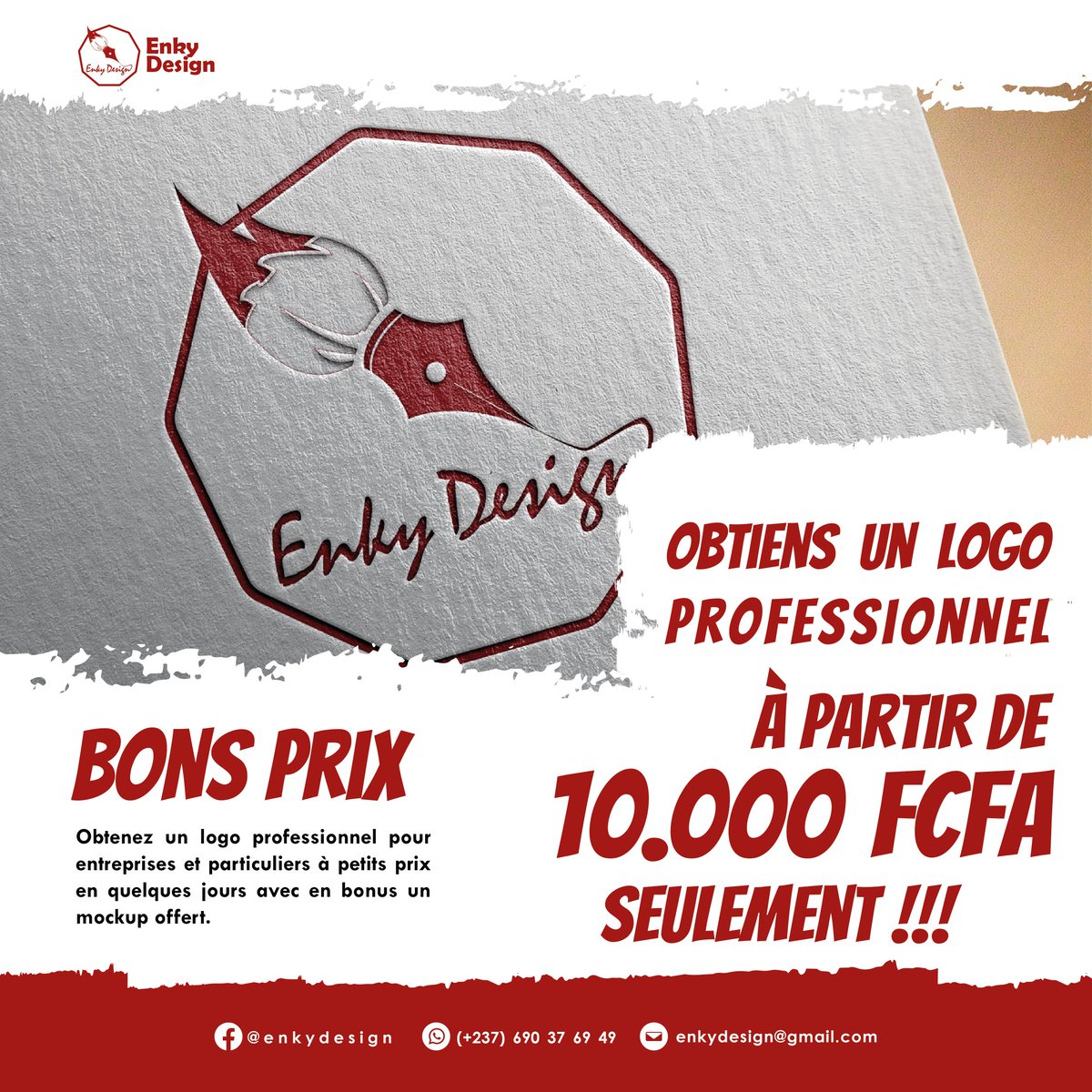 Donnez à votre business une identité visuelle afin de vous démarquer des autres. Chez <a href="/enkydesign/">Enky Design</a> avec 10.000F c'est possible 😊.
Disponible au wa.me/237690376949