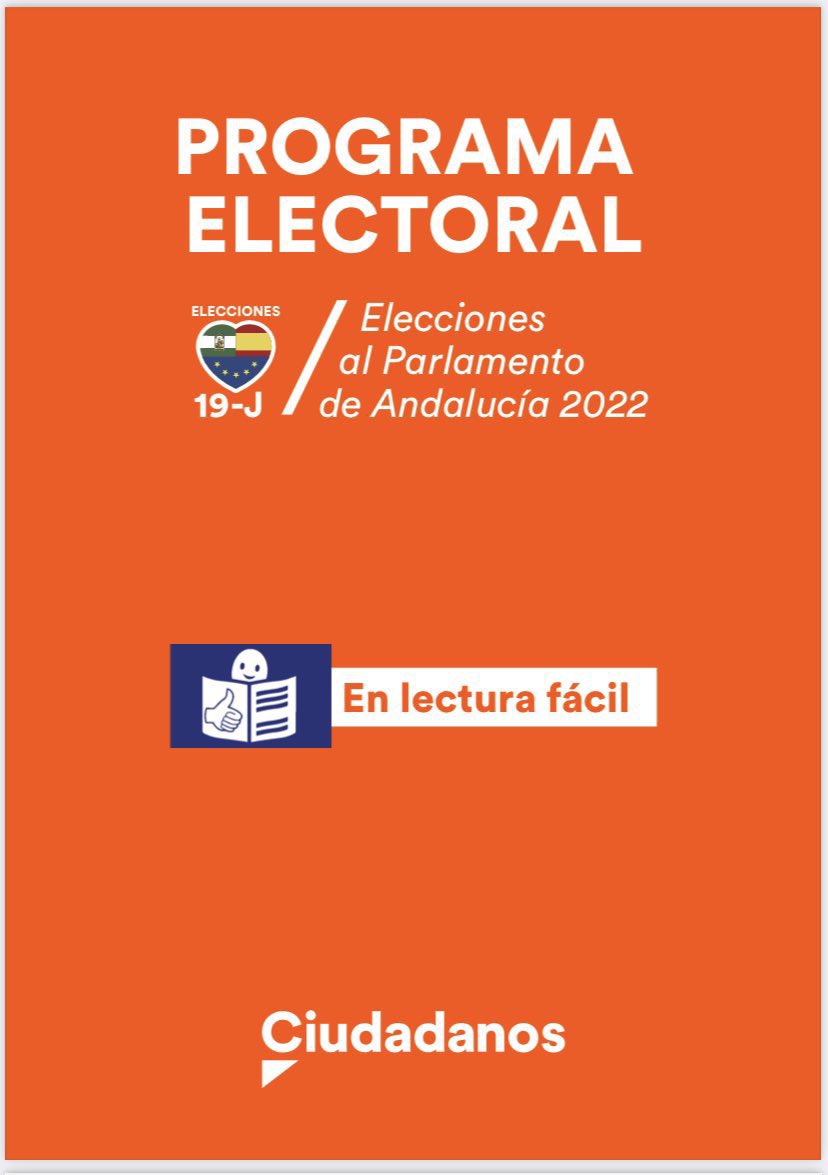 CsDosHermanas's tweet photo. Buenos días, os dejamos el programa electoral de @Ciudadanos en formato de lectura fácil #ElCambioQueFunciona 🍊#AndalucíaLiberal 💚https://t.co/8Vj5FNOPI5 https://t.co/3TTCMZDc5S