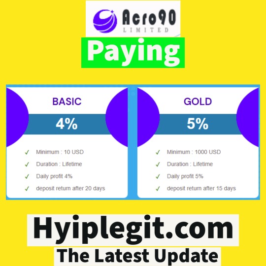 hyiplegit_com's tweet photo. Acro90 legit? Yes, It is 100% legit. It is most trusted HYIP site for investment.

Added Date: 08/06/2022
Status: Paying
Sign up and start earning huge profits with Acro90
Deposit: $10
Withdraw: Instant
https://t.co/p2BXFULRth
#btc_Hyip #Hyip #Monitor #Paying https://t.co/dISt0hIgGv