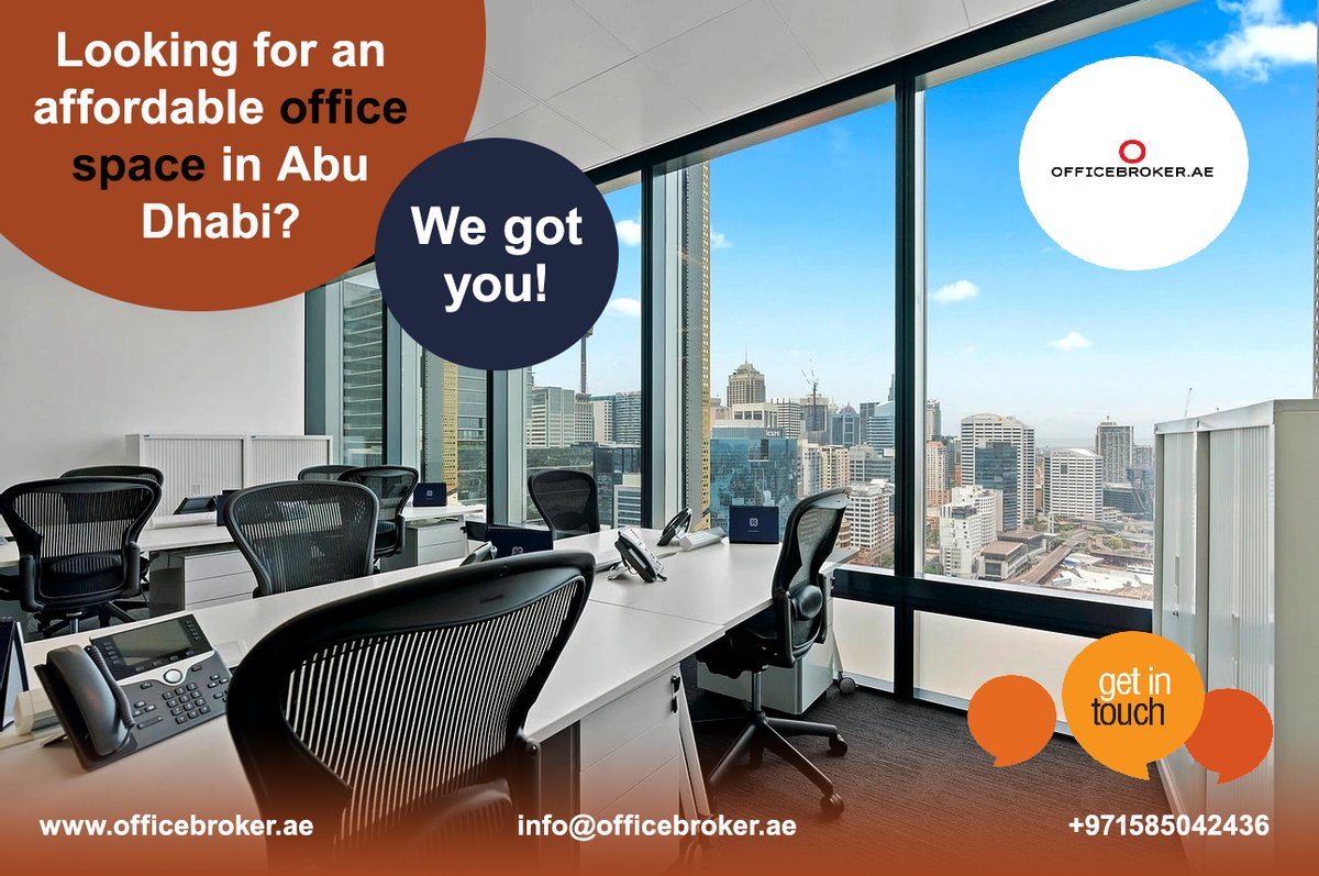 Our team is ready to help you find the perfect office space for your business to grow in Abu Dhabi. Visit our website officebroker.ae or call us now! 
#officespaceabudhabi #officespaceforrent #modernoffices #furnishedoffices #servicedoffices #coworkingspace #virtualoffice