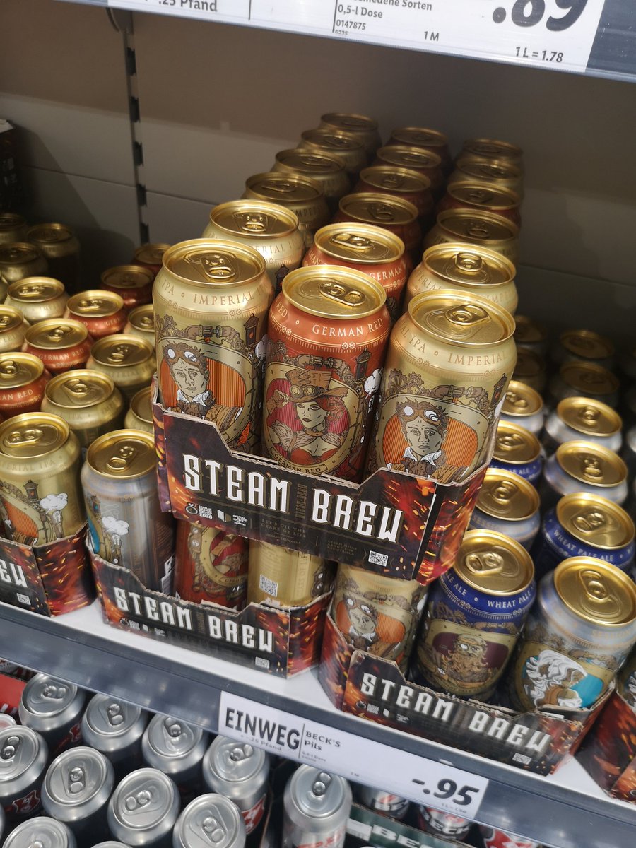 RJendroschek's tweet photo. Gerade entdeckt. Steampunkbier #Lidl #Steambrew https://t.co/7cQLOQ8yFk