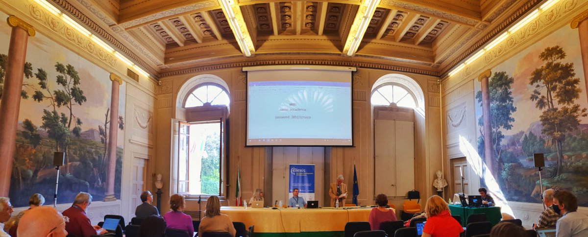 elexis_eu's tweet photo. Prof. Claudio Marazzini, President of the @AccademiaCrusca is welcoming the participants of the ELEXIS Showcase Event in the stunning historic building of Accademia della Crusca. https://t.co/TaOnfsfP26