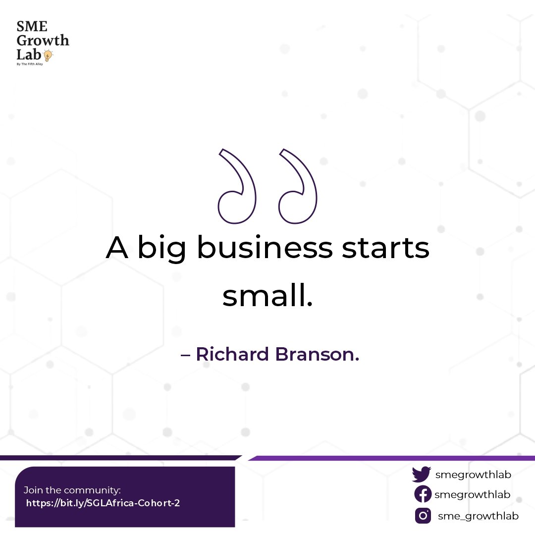 smegrowthlab's tweet photo. Big businesses don't suddenly appear fully formed, they begin on a smaller scale and develop and grow over time, unless
You Start at the bottom by building foundations and network
In essence, that business idea you have isn't too small, start building on it today.
#SMEGrowthLab https://t.co/UGRmYk8Rds
