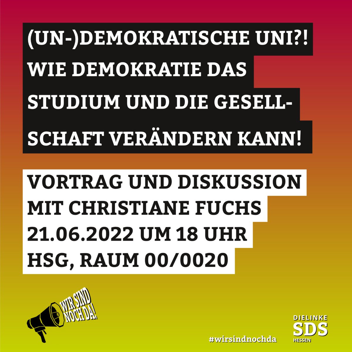SdsMarburg's tweet photo. Am 21.06. kommt @KrisVulpius  zu uns nach Marburg und spricht mit uns über den Unialltag, grundlegende Strukturen und Verbesserungspotentiale. Also Kalender gezügt! Wir sehen uns beim Vortrag! #Marburg #Bildung #stopTheCuts #sdshessen https://t.co/2MeWbkNgoO
