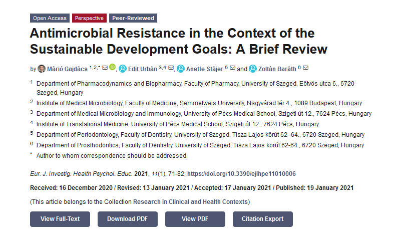 Welcome to read👉#hotpaperin2021📜'#AntimicrobialResistance in the Context of the #SustainableDevelopmentGoals: A Brief Review' by🧑‍🎓Dr. @GajdacsMario et al.:🔗mdpi.com/2254-9625/11/1…
#antibiotics #MDR #SDGs #poverty #globalhealth #healthpolicy #COVID19