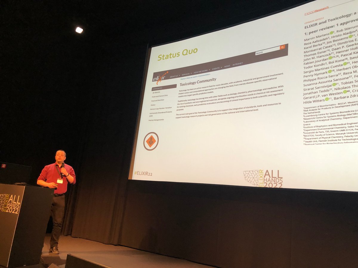 The history and current activities of the  ELIXIR Toxicology community elixir-europe.org/communities/to… explained by co-lead @egonwillighagen at #ELIXIR22