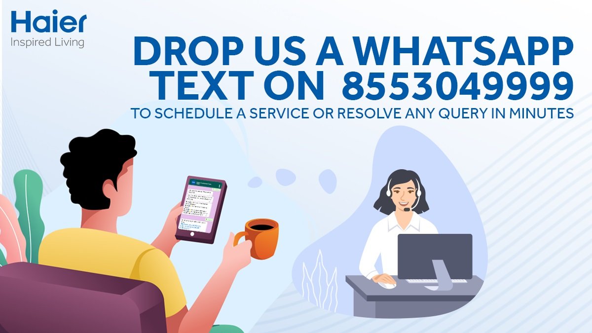 IndiaHaier's tweet photo. Its never been easier to get in touch with us! Just drop a whatsapp text on 8553049999 and instantly reach us for all your questions and queries.
#HaierService #HaierServiceForYou #WhatsappUs #ContactUs #ServiceSupport #HaierAppliances #HaierIndia https://t.co/oxyKCYgZSx
