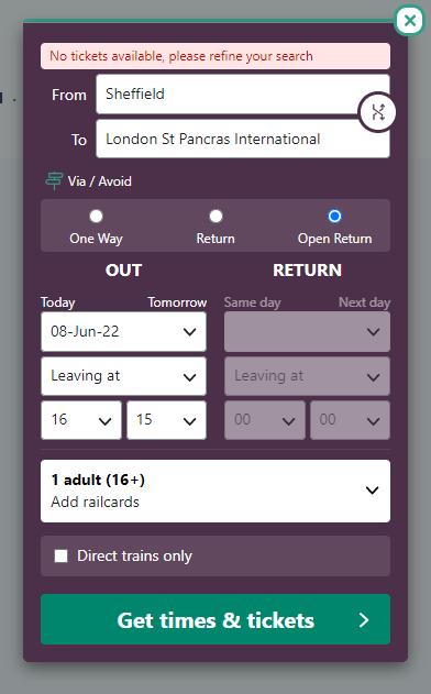 r8n5n's tweet photo. @EastMidRailway Is there a problem with booking tickets at the moment? I get this message no matter what I try. 😞 https://t.co/sCM7Lf8NYw