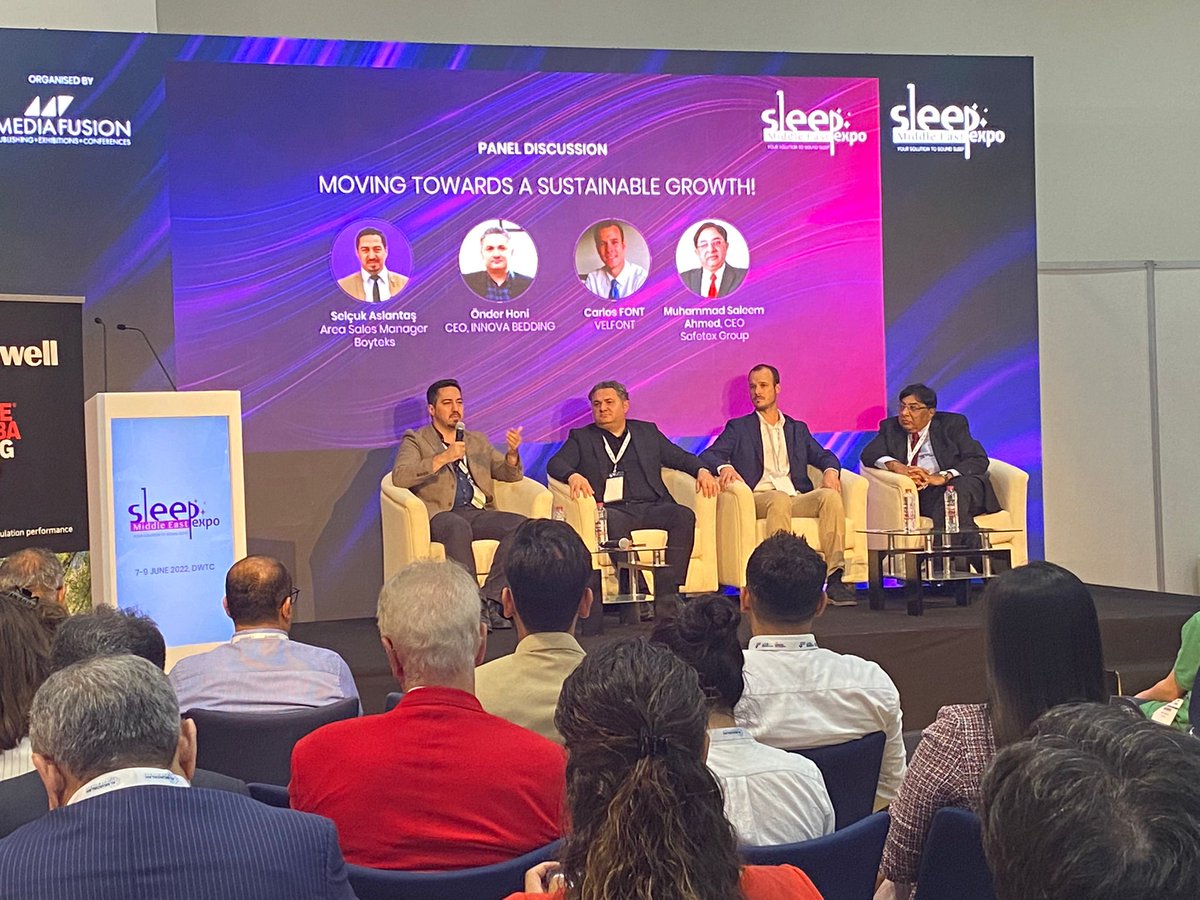 innova_bedding's tweet image. 🤩Our founder Mr. Önder Honi (@ONDERHONI ) participated as a speaker at the conference on sustainability, recycling, circulation, vegan and organic bedding materials in the mattress industry at the Sleep Expo Dubai 2022 Fair. 

#dubaifair  #sleeptech #mattress #sleepexpodubai
